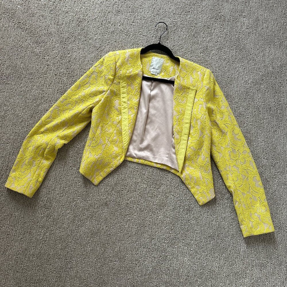 Anthropologie Elevenses Yellow Lace Blazer - Size 8